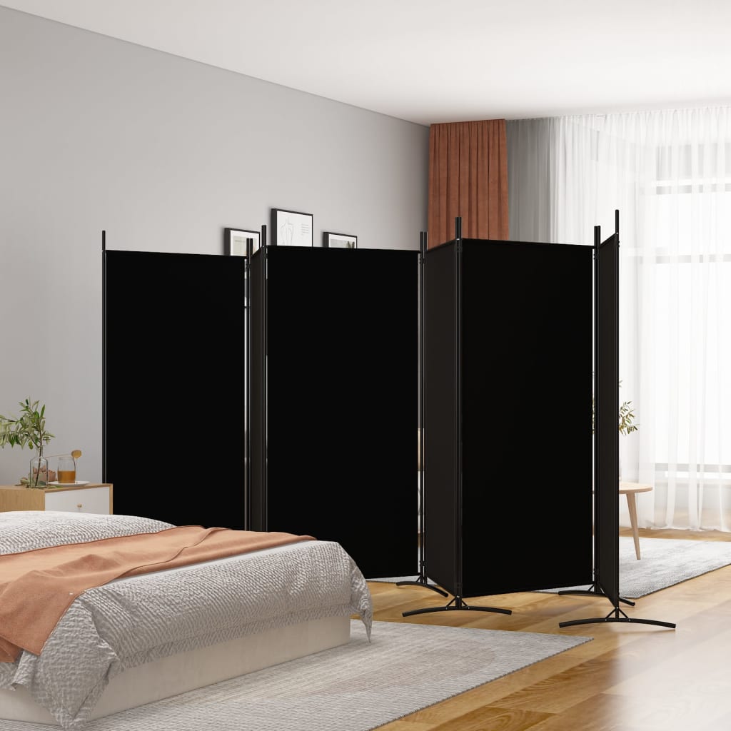 Kamerscherm met 6 panelen 520x180 cm stof zwart Kamerschermen | Creëer jouw Trendy Thuis | Gratis bezorgd & Retour | Trendy.nl