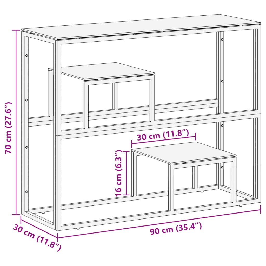 Wandtafel roestvrijstaal en gehard glas zilverkleurig Bijzettafels | Creëer jouw Trendy Thuis | Gratis bezorgd & Retour | Trendy.nl