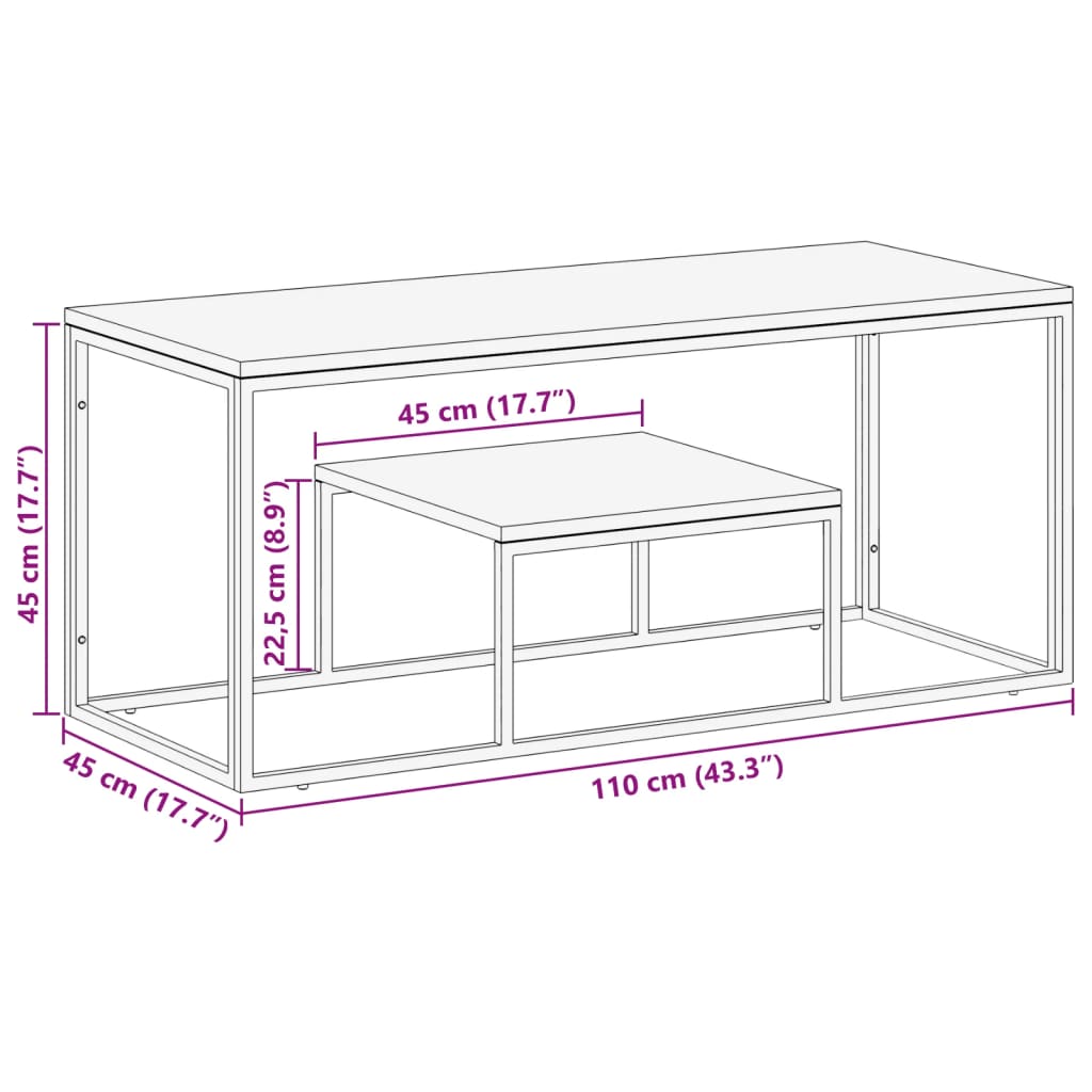 Salontafel roestvrij staal en massief bielshout zilverkleurig Salontafels | Creëer jouw Trendy Thuis | Gratis bezorgd & Retour | Trendy.nl