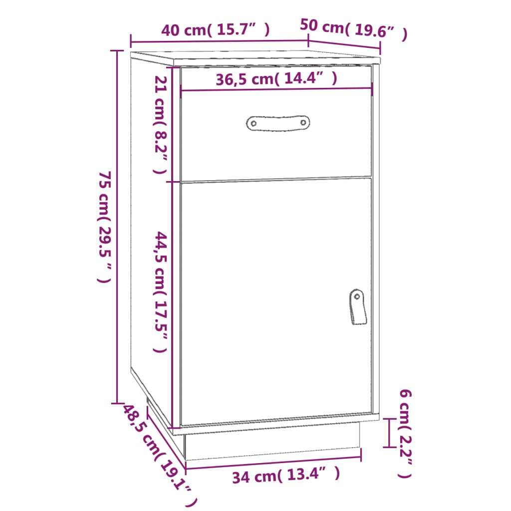 Bureaukastje 40x50x75 cm massief grenenhout grijs Opbergkasten & lockerkasten | Creëer jouw Trendy Thuis | Gratis bezorgd & Retour | Trendy.nl