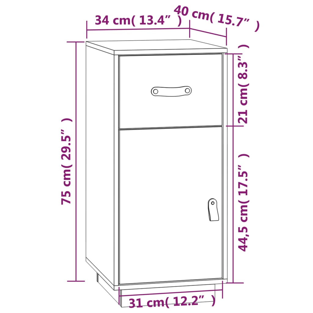 Dressoir 34x40x75 cm massief grenenhout Dressoirs & buffetkasten | Creëer jouw Trendy Thuis | Gratis bezorgd & Retour | Trendy.nl