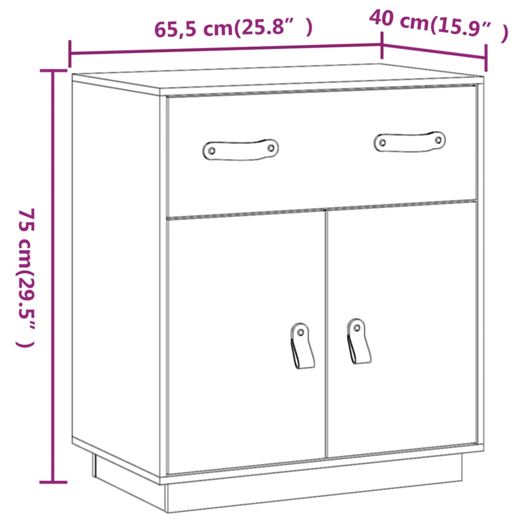 Dressoir 65,5x40x75 cm massief grenenhout Dressoirs & buffetkasten | Creëer jouw Trendy Thuis | Gratis bezorgd & Retour | Trendy.nl