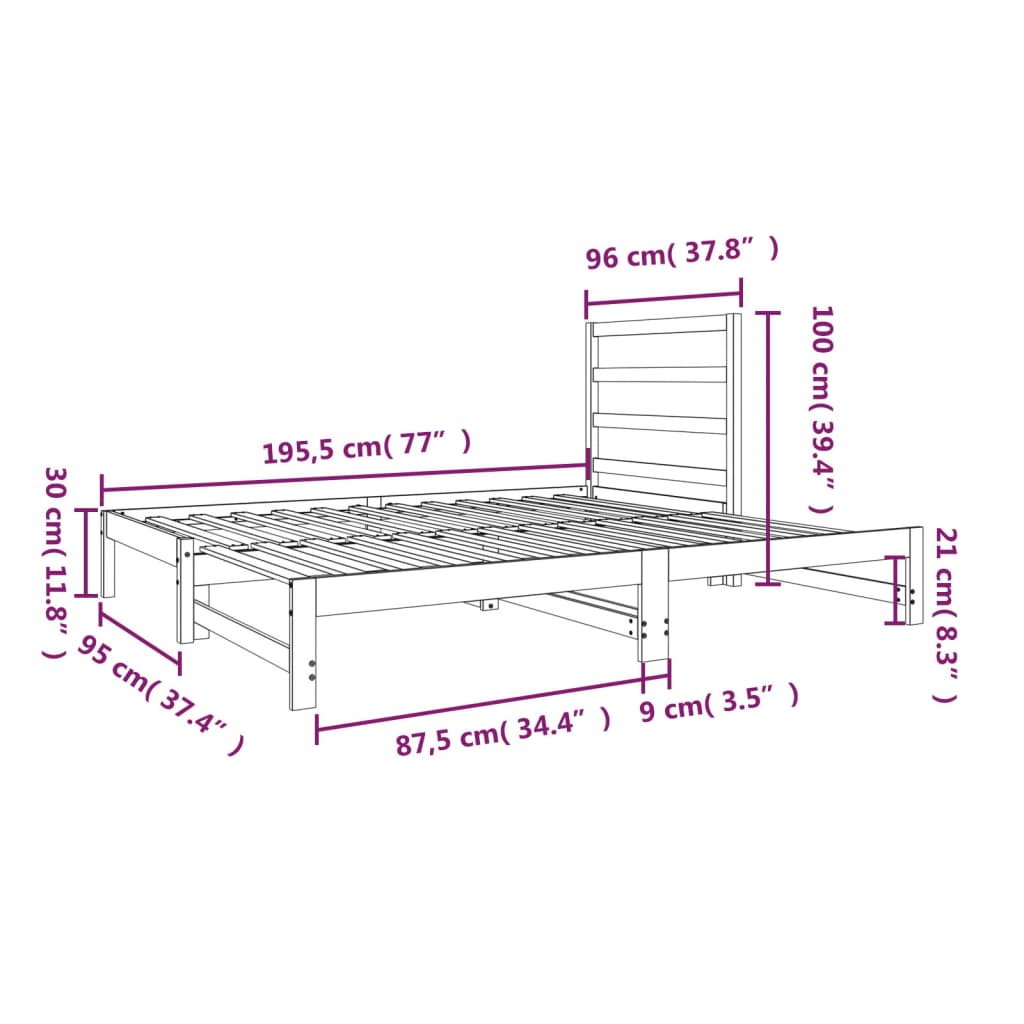 Slaapbank uitschuifbaar massief grenenhout 2x(90x190) cm Bedden & bedframes | Creëer jouw Trendy Thuis | Gratis bezorgd & Retour | Trendy.nl