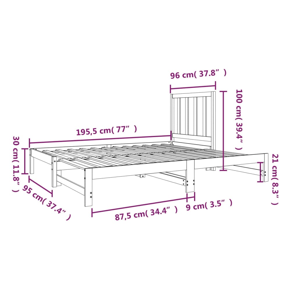 Slaapbank uitschuifbaar massief grenenhout 2x(90x190) cm Bedden & bedframes | Creëer jouw Trendy Thuis | Gratis bezorgd & Retour | Trendy.nl