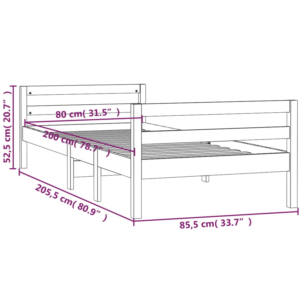 Bedframe massief grenenhout wit 80x200 cm Bedden & bedframes | Creëer jouw Trendy Thuis | Gratis bezorgd & Retour | Trendy.nl