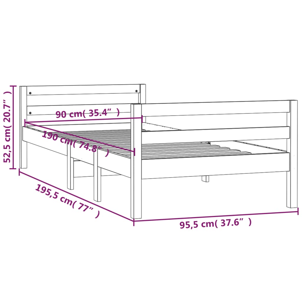 Bedframe 90x190 cm massief grenenhout Bedden & bedframes | Creëer jouw Trendy Thuis | Gratis bezorgd & Retour | Trendy.nl