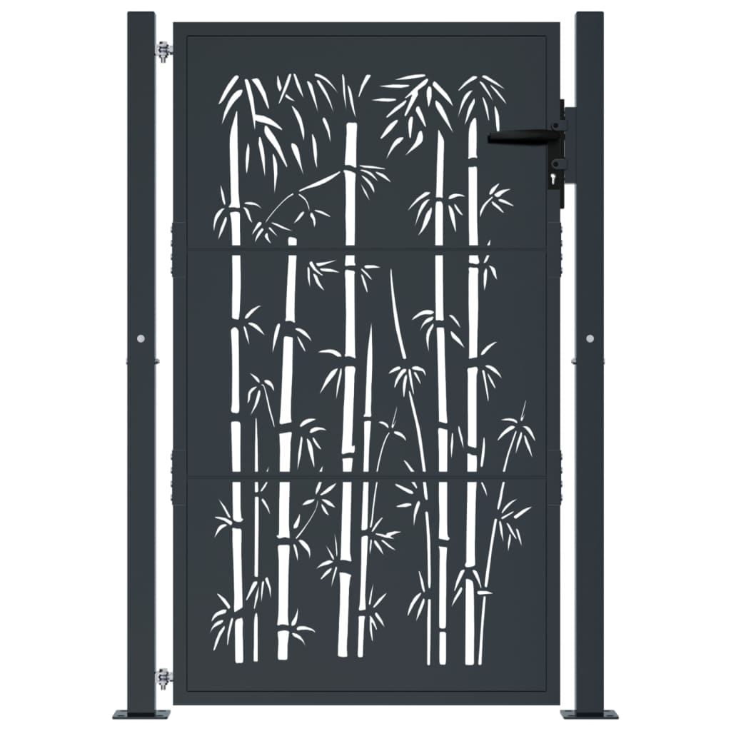 Poort met bamboe-ontwerp 105x155 cm staal antracietkleurig