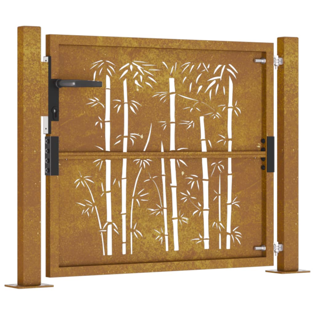 Poort met bamboe-ontwerp 105x80 cm cortenstaal