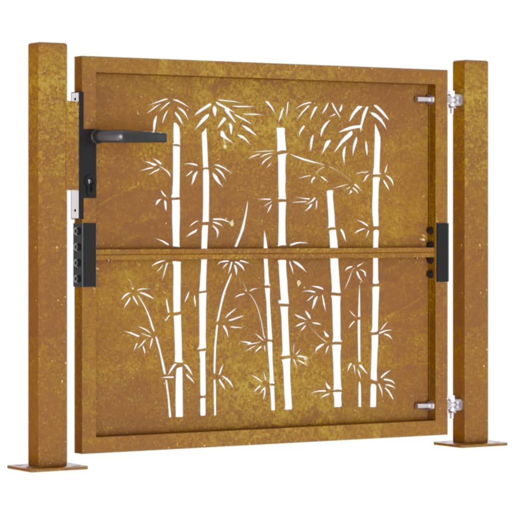 Poort met bamboe-ontwerp 105x105 cm cortenstaal