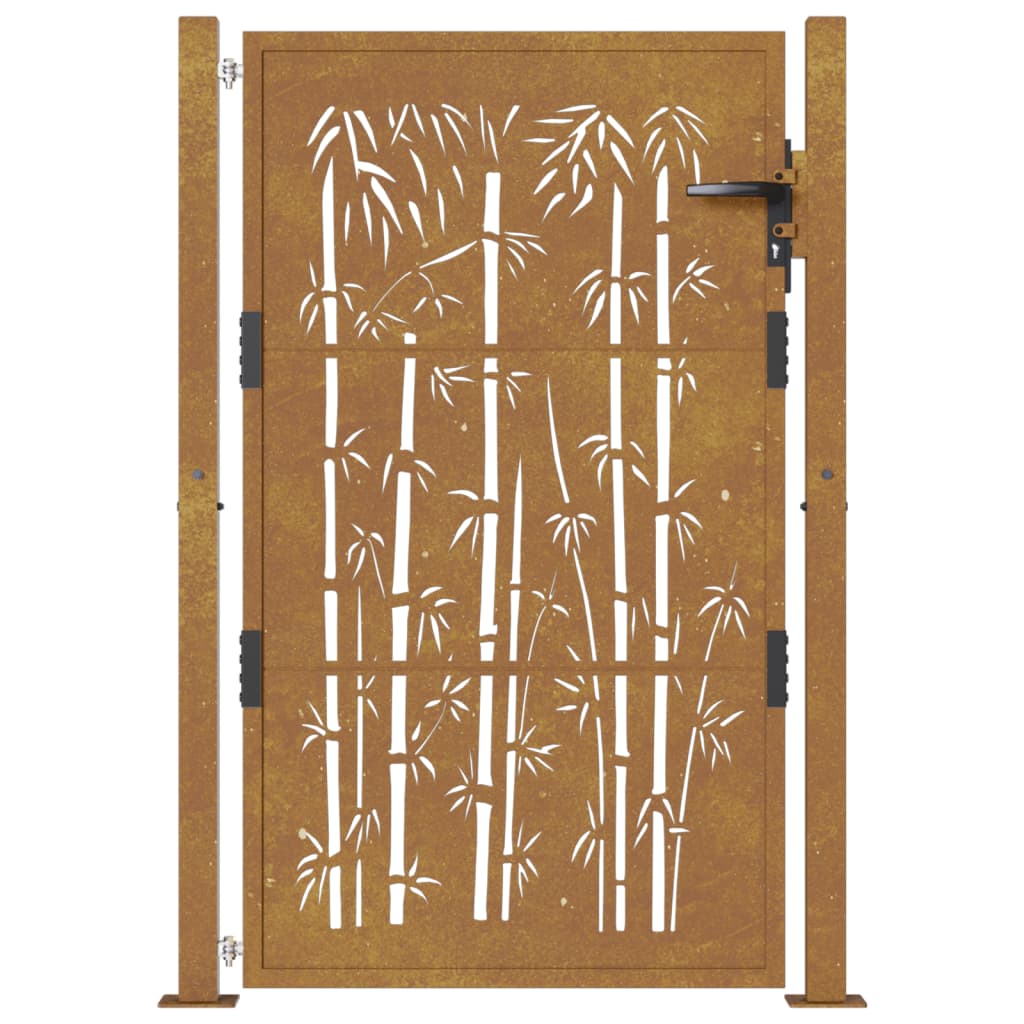 Poort met bamboe-ontwerp 105x130 cm cortenstaal