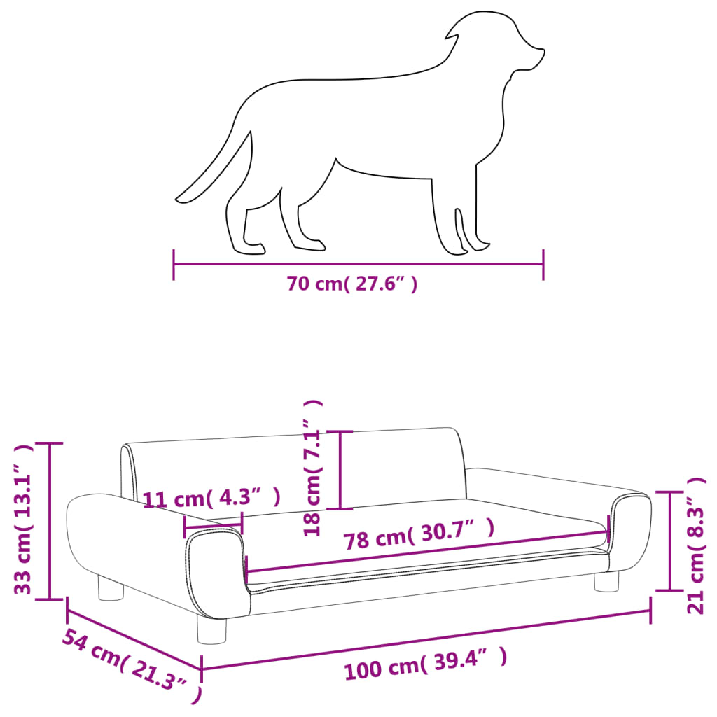 Hondenmand 100x54x33 cm fluweel crèmekleurig
