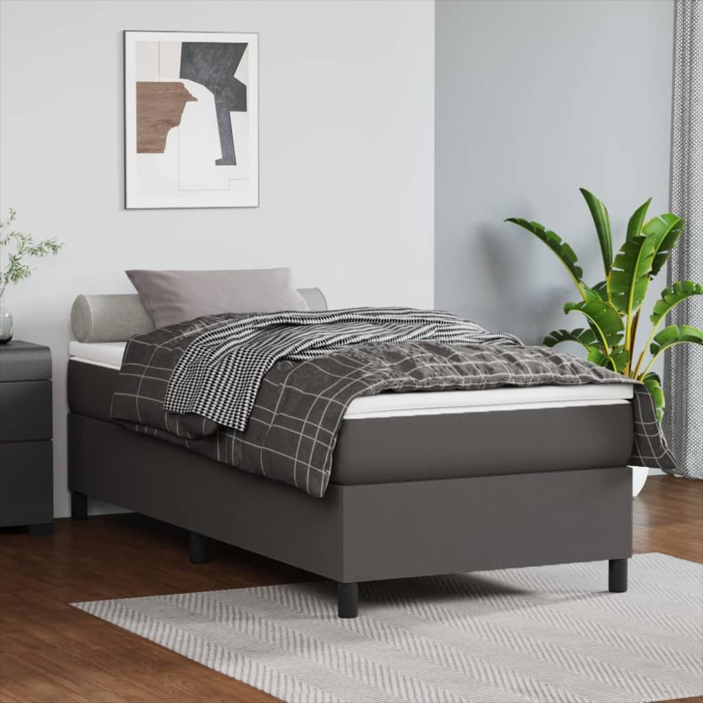 Bedframe kunstleer grijs 90x190 cm Bedden & bedframes | Creëer jouw Trendy Thuis | Gratis bezorgd & Retour | Trendy.nl