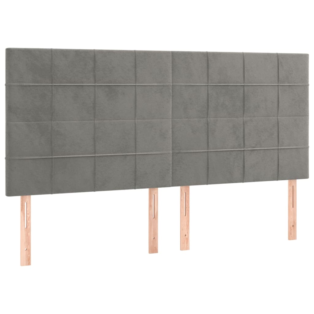 Hoofdborden 4 st 90x5x78/88 cm fluweel lichtgrijs Hoofdborden en voetborden | Creëer jouw Trendy Thuis | Gratis bezorgd & Retour | Trendy.nl