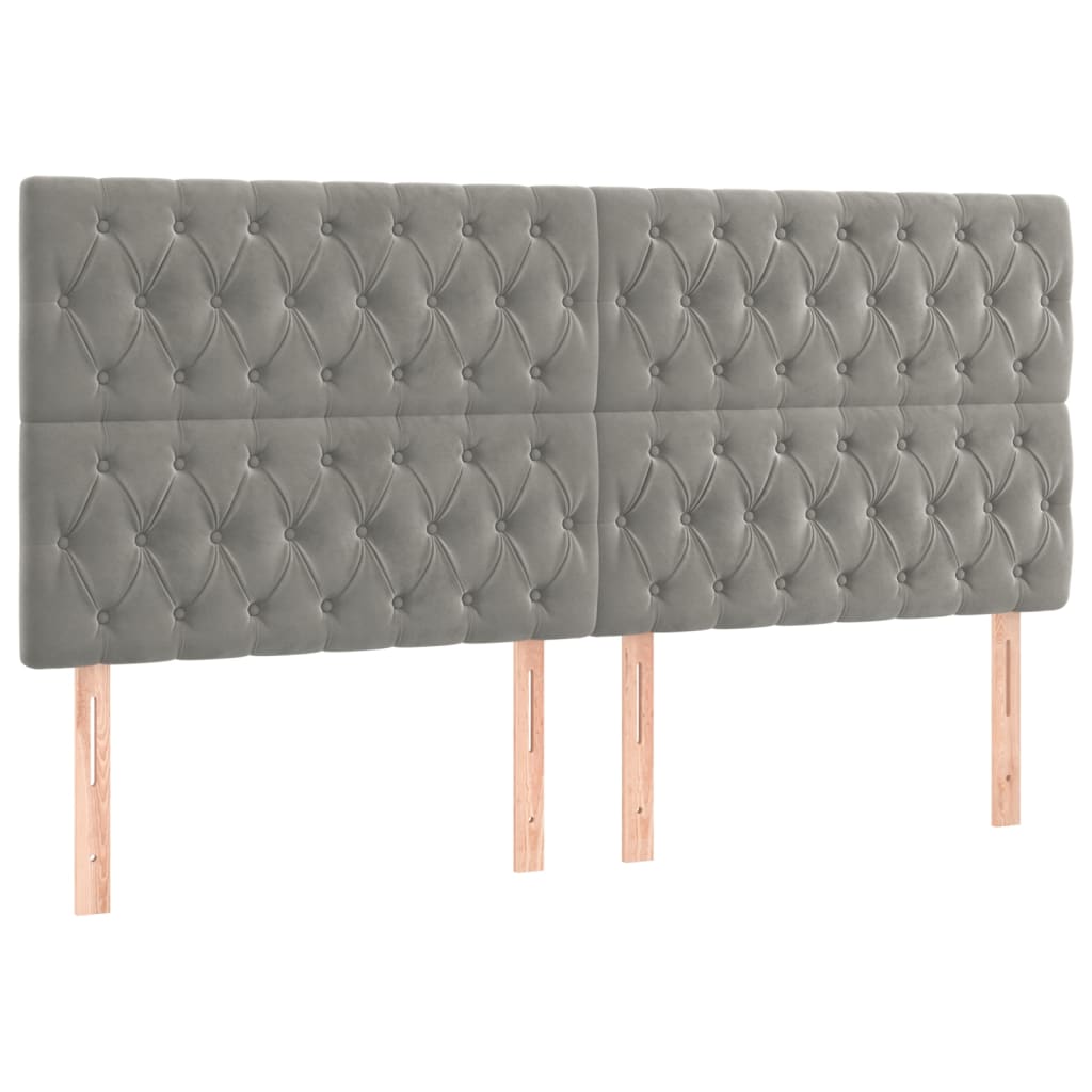 Hoofdborden 4 st 90x7x78/88 cm fluweel lichtgrijs Hoofdborden en voetborden | Creëer jouw Trendy Thuis | Gratis bezorgd & Retour | Trendy.nl