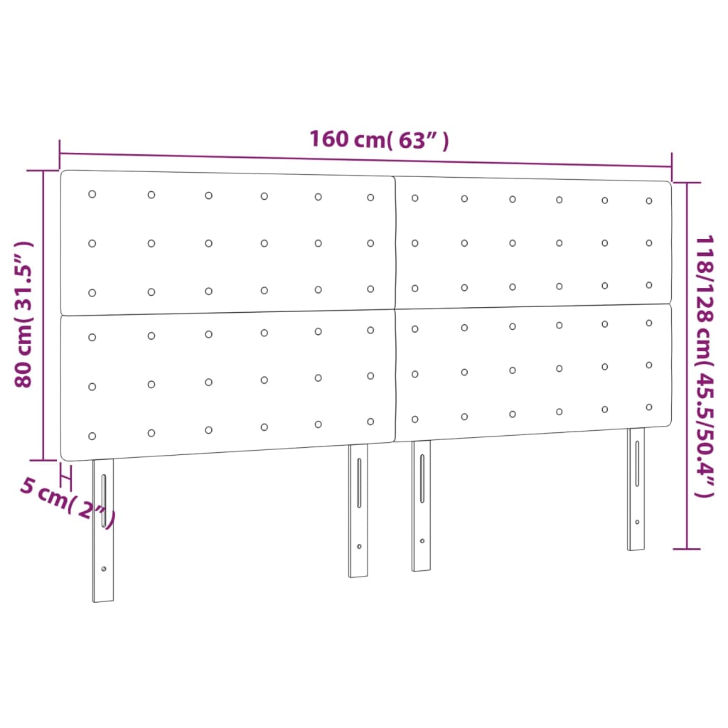 Hoofdborden 4 st 80x5x78/88 cm stof lichtgrijs Hoofdborden en voetborden | Creëer jouw Trendy Thuis | Gratis bezorgd & Retour | Trendy.nl