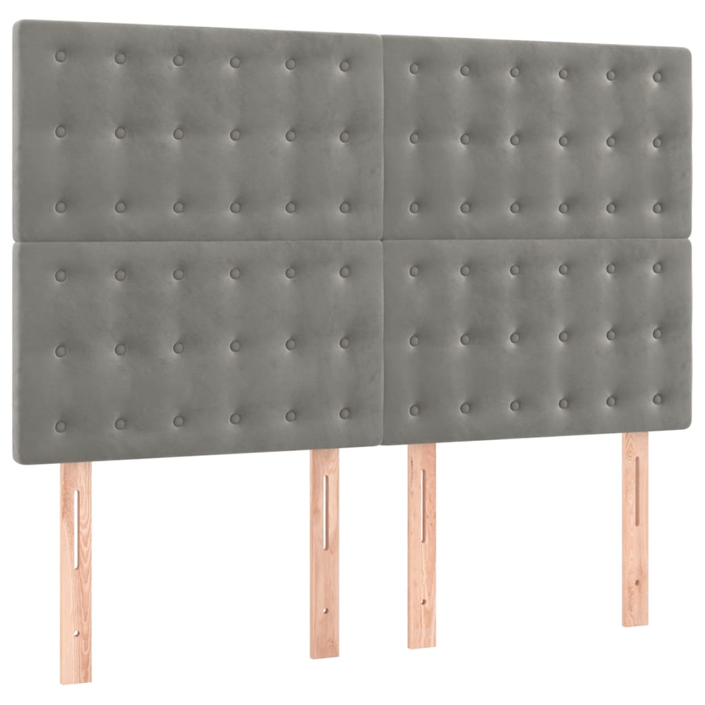 Hoofdborden 4 st 72x5x78/88 cm fluweel lichtgrijs Hoofdborden en voetborden | Creëer jouw Trendy Thuis | Gratis bezorgd & Retour | Trendy.nl