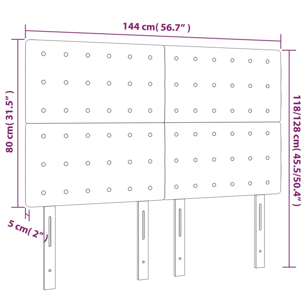 Hoofdborden 4 st 72x5x78/88 cm fluweel lichtgrijs Hoofdborden en voetborden | Creëer jouw Trendy Thuis | Gratis bezorgd & Retour | Trendy.nl