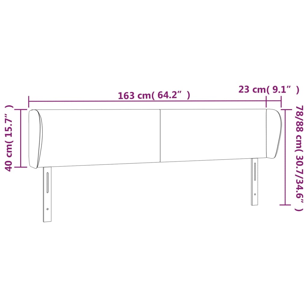 Hoofdbord met randen 163x23x78/88 cm stof lichtgrijs Hoofdborden en voetborden | Creëer jouw Trendy Thuis | Gratis bezorgd & Retour | Trendy.nl