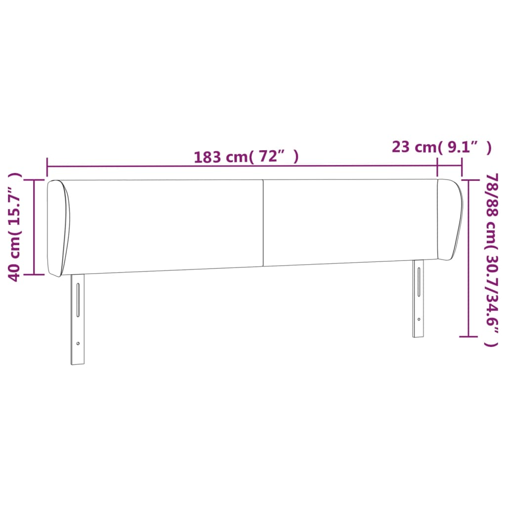 Hoofdbord met randen 183x23x78/88 cm stof lichtgrijs Hoofdborden en voetborden | Creëer jouw Trendy Thuis | Gratis bezorgd & Retour | Trendy.nl