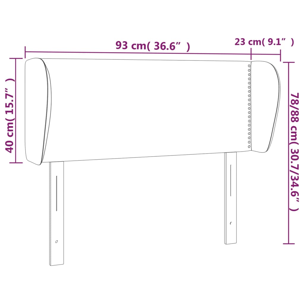 Hoofdbord met randen 93x23x78/88 cm fluweel lichtgrijs Hoofdborden en voetborden | Creëer jouw Trendy Thuis | Gratis bezorgd & Retour | Trendy.nl