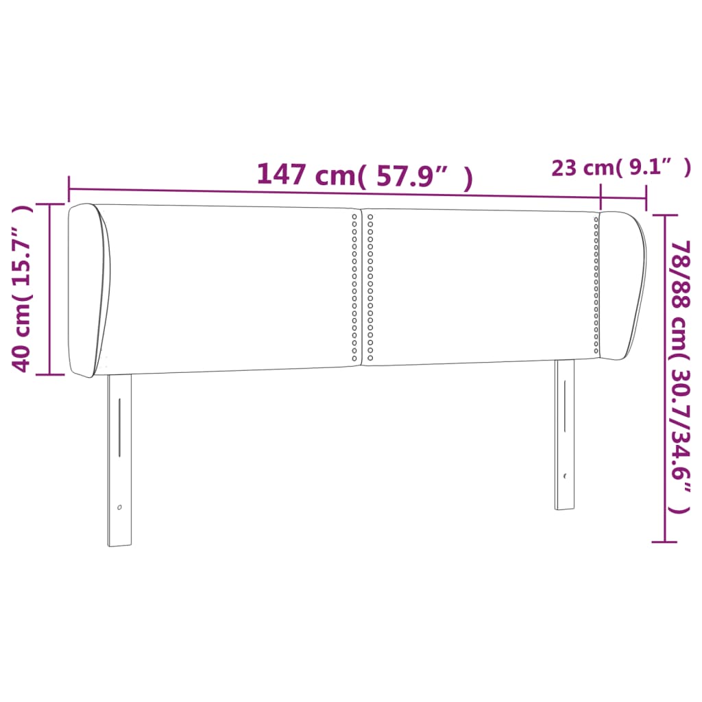 Hoofdbord met randen 147x23x78/88 cm fluweel zwart Hoofdborden en voetborden | Creëer jouw Trendy Thuis | Gratis bezorgd & Retour | Trendy.nl