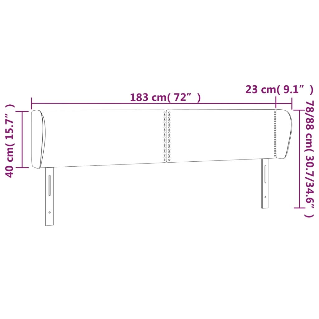 Hoofdbord met randen 183x23x78/88 cm fluweel lichtgrijs Hoofdborden en voetborden | Creëer jouw Trendy Thuis | Gratis bezorgd & Retour | Trendy.nl