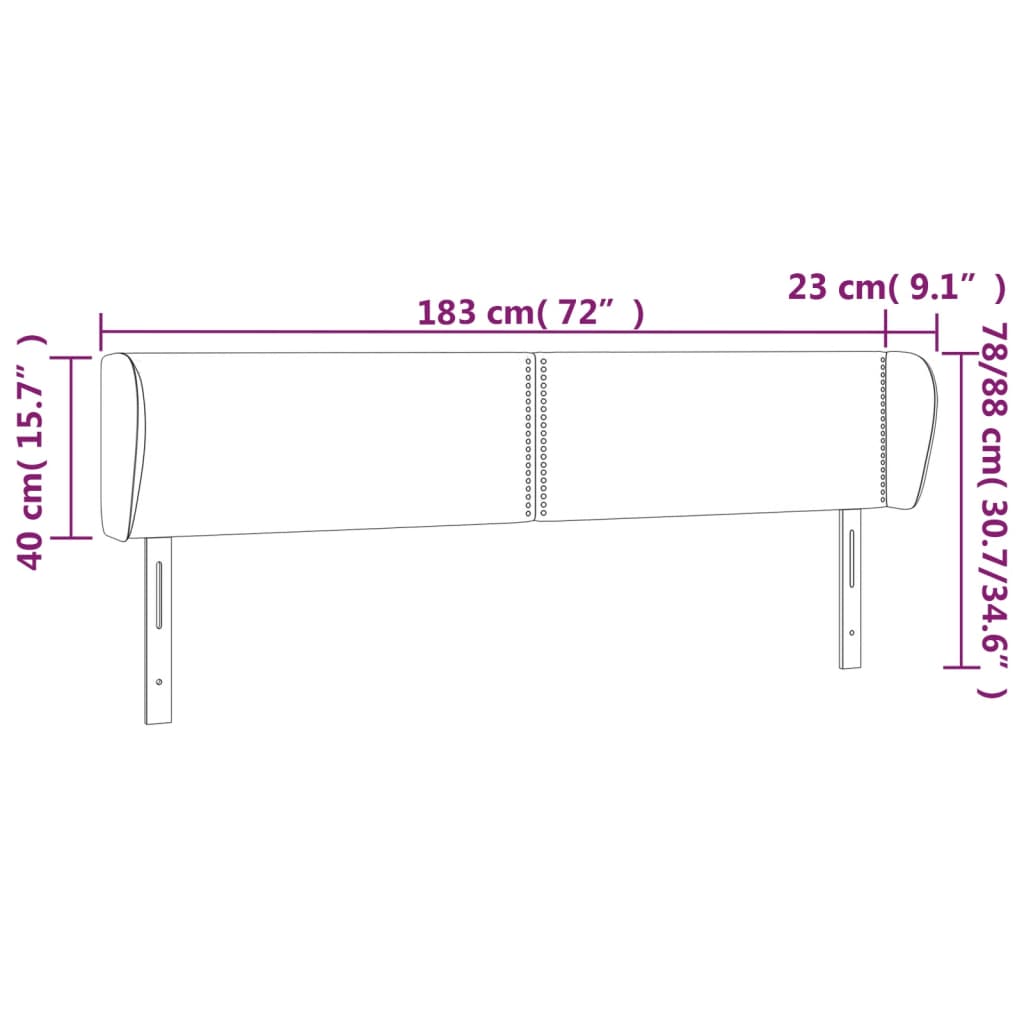 Hoofdbord met randen 183x23x78/88 cm fluweel zwart Hoofdborden en voetborden | Creëer jouw Trendy Thuis | Gratis bezorgd & Retour | Trendy.nl