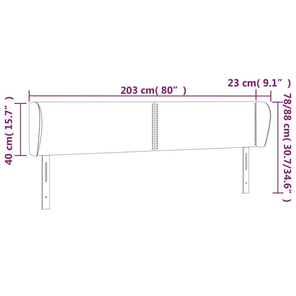 Hoofdbord met randen 203x23x78/88 cm fluweel donkergroen Hoofdborden en voetborden | Creëer jouw Trendy Thuis | Gratis bezorgd & Retour | Trendy.nl