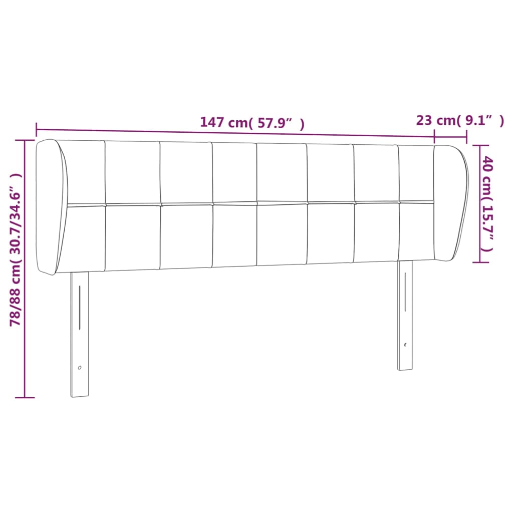 Hoofdbord met randen 147x23x78/88 cm stof lichtgrijs Hoofdborden en voetborden | Creëer jouw Trendy Thuis | Gratis bezorgd & Retour | Trendy.nl