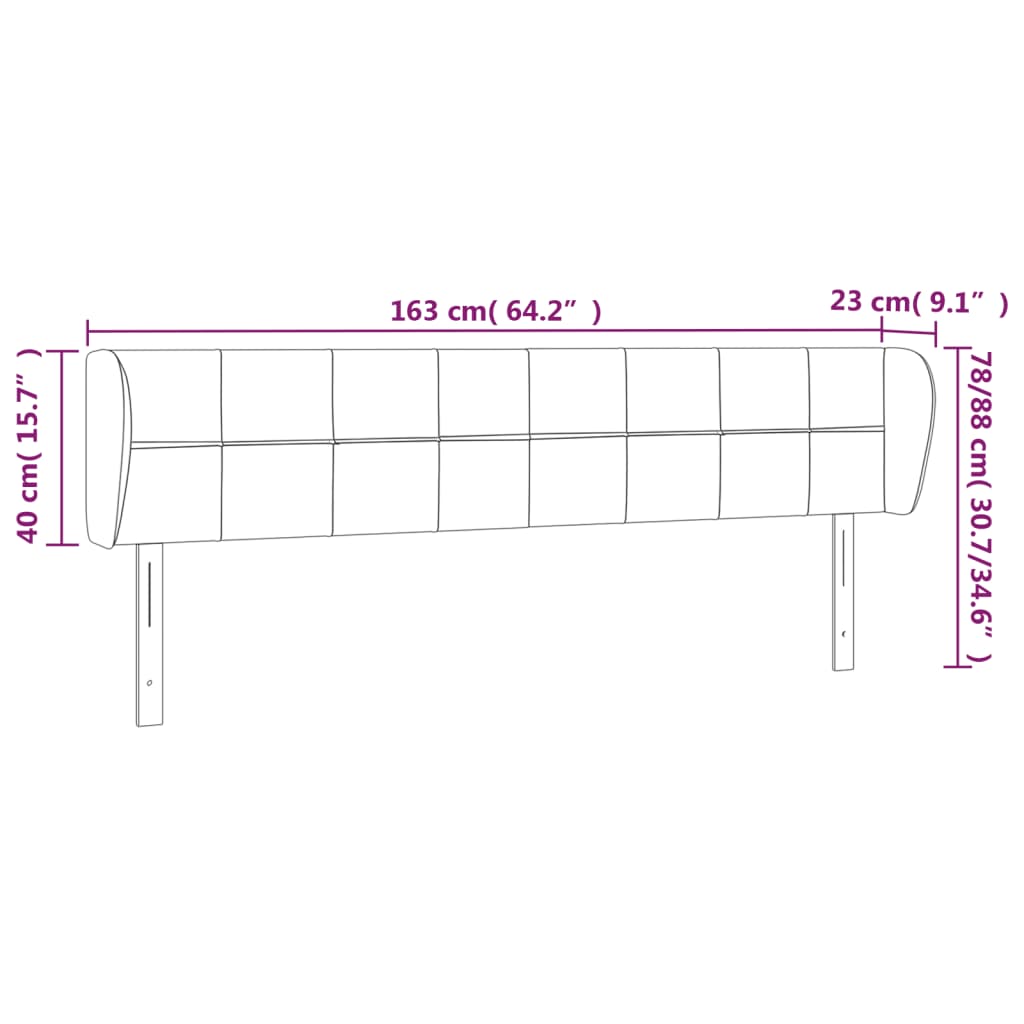 Hoofdbord met randen 163x23x78/88 cm stof zwart Hoofdborden en voetborden | Creëer jouw Trendy Thuis | Gratis bezorgd & Retour | Trendy.nl