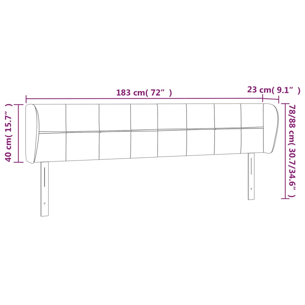 Hoofdbord met randen 183x23x78/88 cm stof lichtgrijs Hoofdborden en voetborden | Creëer jouw Trendy Thuis | Gratis bezorgd & Retour | Trendy.nl