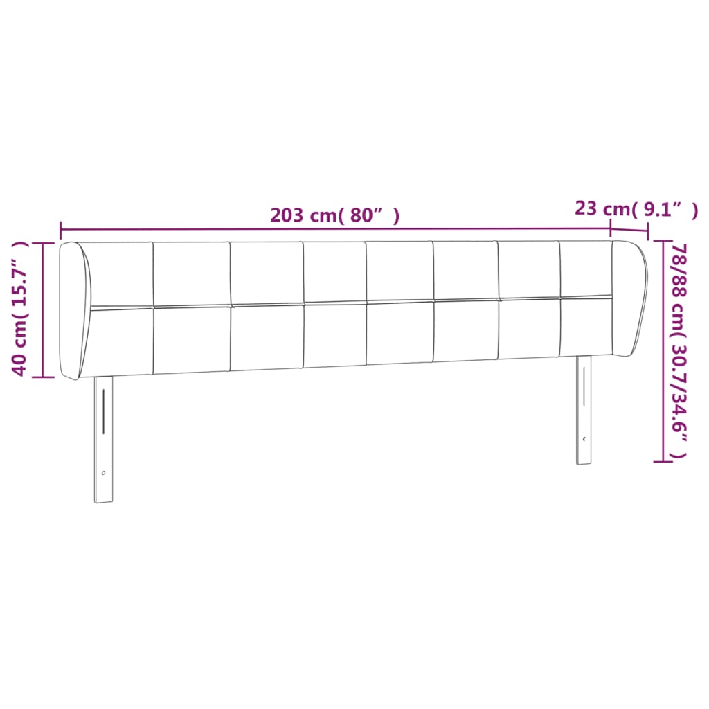 Hoofdbord met randen 203x23x78/88 cm stof donkergrijs Hoofdborden en voetborden | Creëer jouw Trendy Thuis | Gratis bezorgd & Retour | Trendy.nl