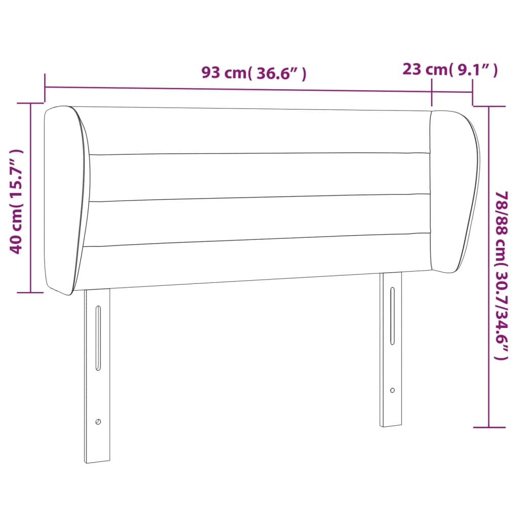 Hoofdbord met randen 93x23x78/88 cm stof crèmekleurig Hoofdborden en voetborden | Creëer jouw Trendy Thuis | Gratis bezorgd & Retour | Trendy.nl