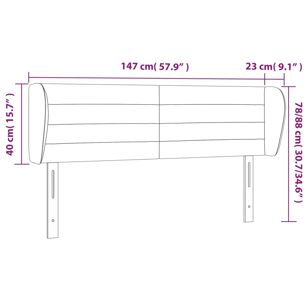 Hoofdbord met randen 147x23x78/88 cm stof lichtgrijs Hoofdborden en voetborden | Creëer jouw Trendy Thuis | Gratis bezorgd & Retour | Trendy.nl