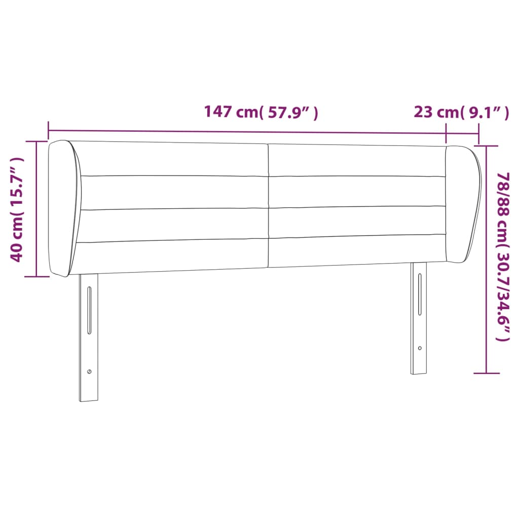 Hoofdbord met randen 147x23x78/88 cm stof crèmekleurig Hoofdborden en voetborden | Creëer jouw Trendy Thuis | Gratis bezorgd & Retour | Trendy.nl