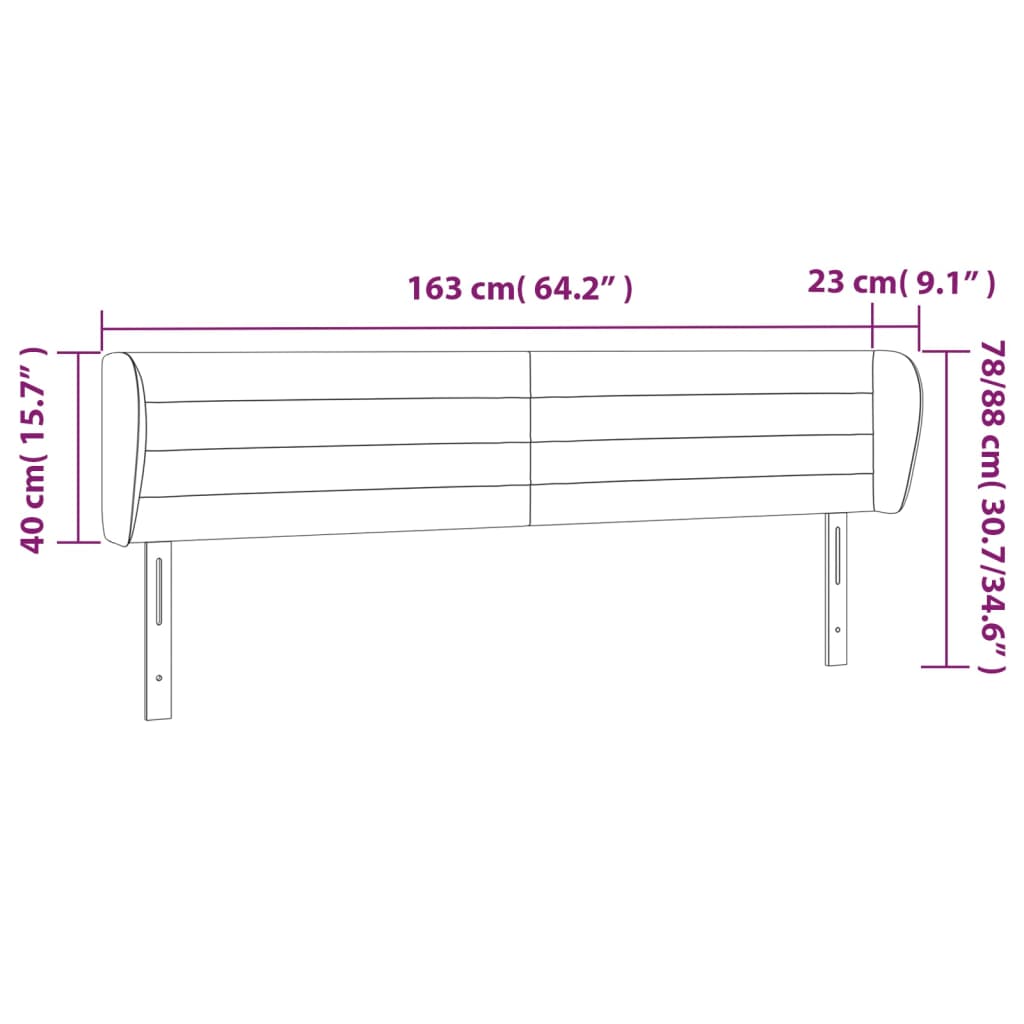 Hoofdbord met randen 163x23x78/88 cm stof lichtgrijs Hoofdborden en voetborden | Creëer jouw Trendy Thuis | Gratis bezorgd & Retour | Trendy.nl