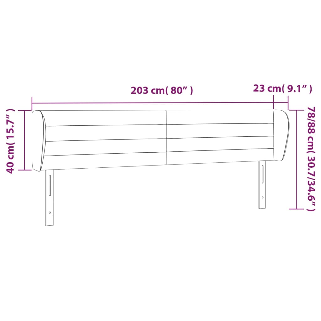 Hoofdbord met randen 203x23x78/88 cm stof zwart Hoofdborden en voetborden | Creëer jouw Trendy Thuis | Gratis bezorgd & Retour | Trendy.nl