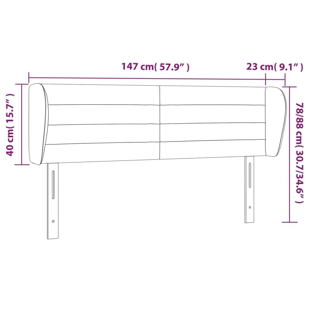 Hoofdbord met randen 147x23x78/88 cm fluweel donkergrijs Hoofdborden en voetborden | Creëer jouw Trendy Thuis | Gratis bezorgd & Retour | Trendy.nl