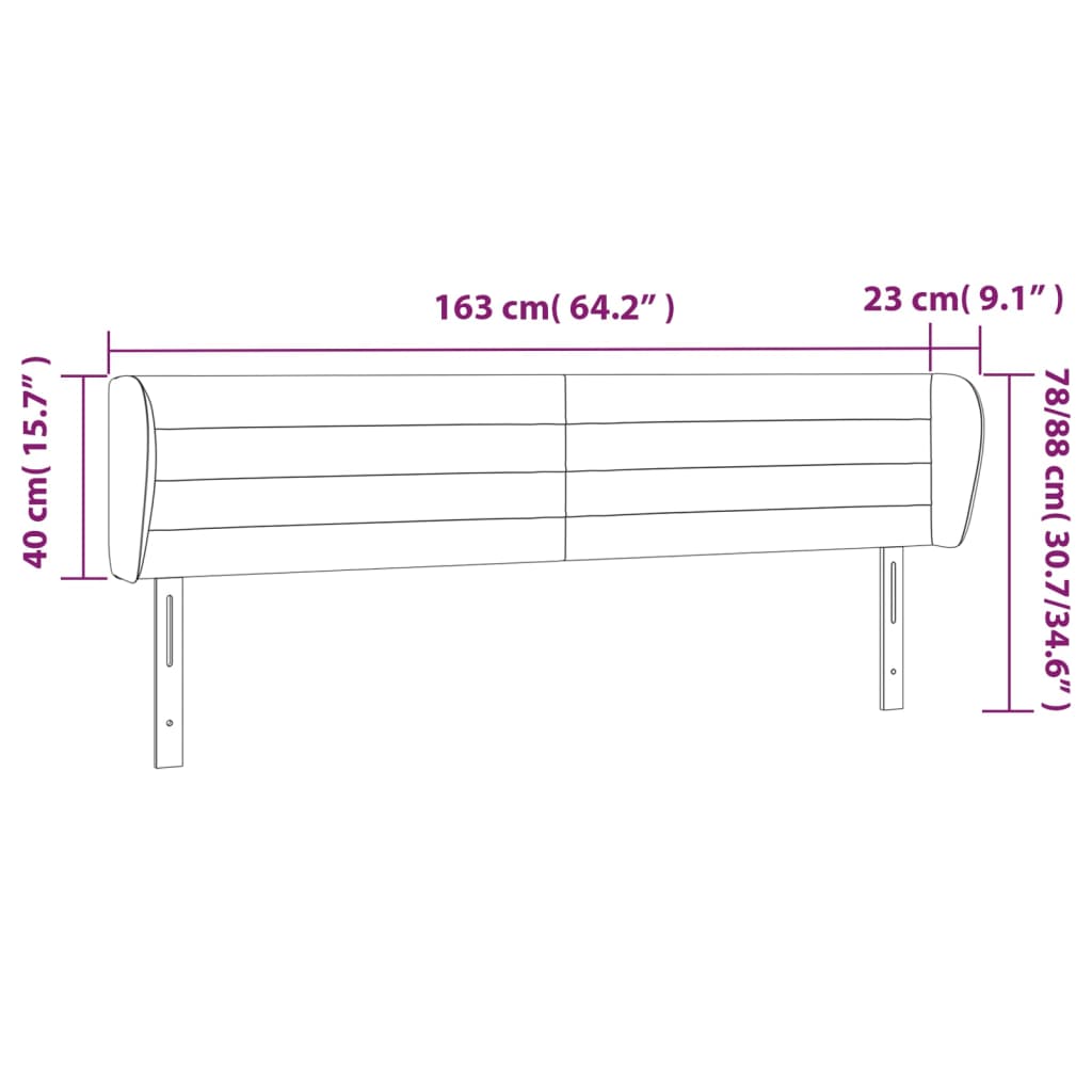 Hoofdbord met randen 163x23x78/88 cm fluweel lichtgrijs Hoofdborden en voetborden | Creëer jouw Trendy Thuis | Gratis bezorgd & Retour | Trendy.nl