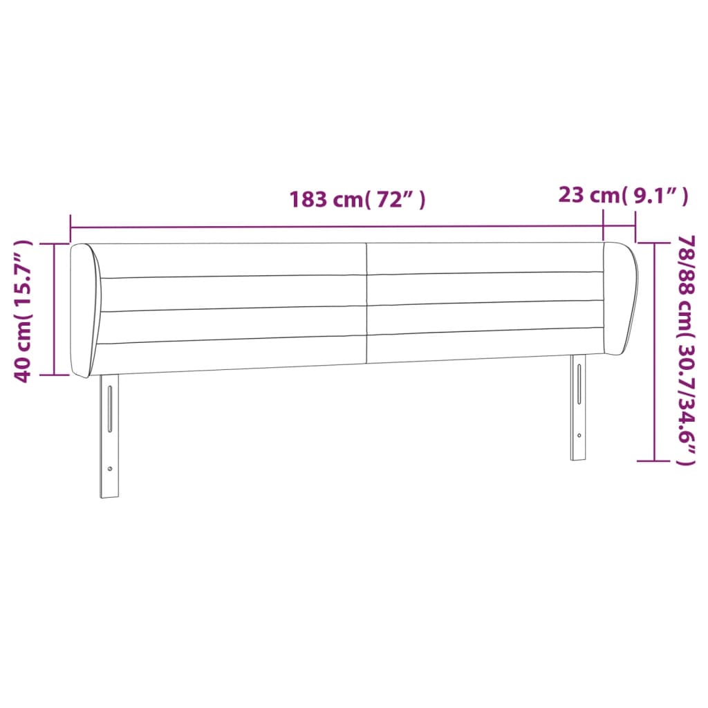 Hoofdbord met randen 183x23x78/88 cm fluweel lichtgrijs Hoofdborden en voetborden | Creëer jouw Trendy Thuis | Gratis bezorgd & Retour | Trendy.nl