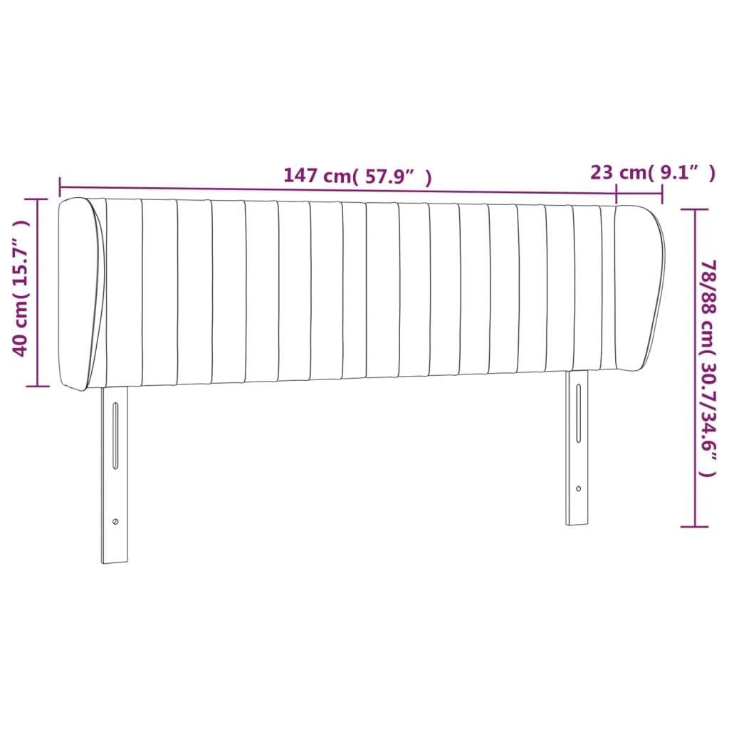 Hoofdbord met randen 147x23x78/88 cm stof lichtgrijs Hoofdborden en voetborden | Creëer jouw Trendy Thuis | Gratis bezorgd & Retour | Trendy.nl