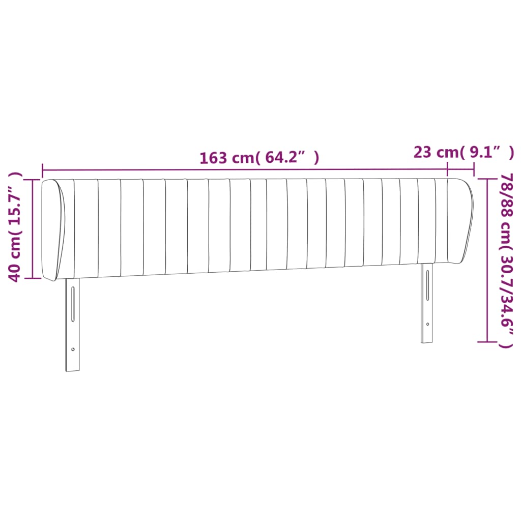 Hoofdbord met randen 163x23x78/88 cm stof zwart Hoofdborden en voetborden | Creëer jouw Trendy Thuis | Gratis bezorgd & Retour | Trendy.nl