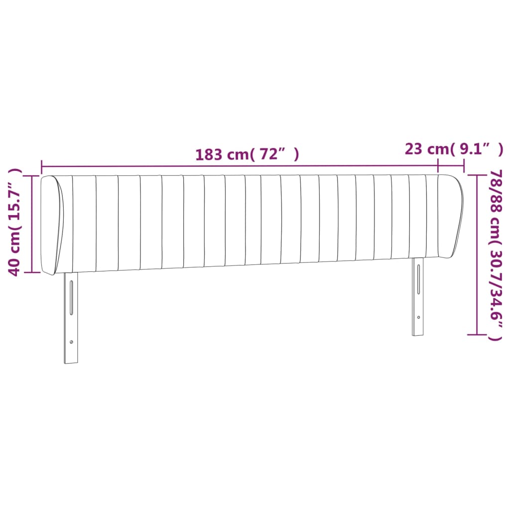 Hoofdbord met randen 183x23x78/88 cm stof donkergrijs Hoofdborden en voetborden | Creëer jouw Trendy Thuis | Gratis bezorgd & Retour | Trendy.nl