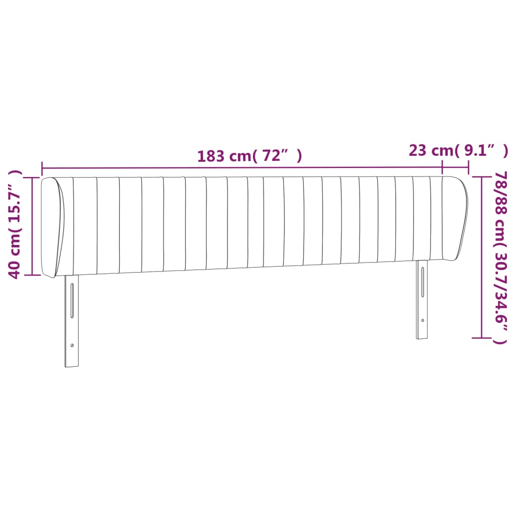 Hoofdbord met randen 183x23x78/88 cm stof donkerbruin Hoofdborden en voetborden | Creëer jouw Trendy Thuis | Gratis bezorgd & Retour | Trendy.nl