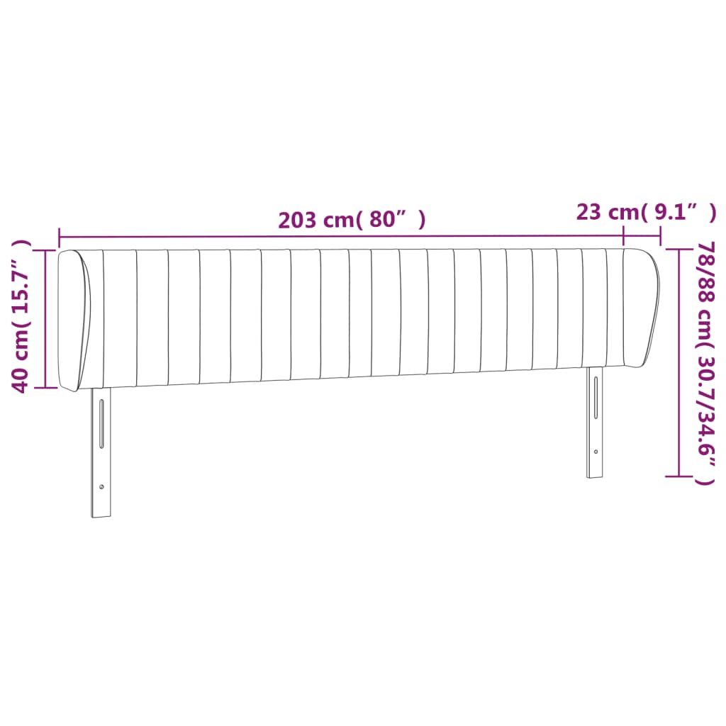 Hoofdbord met randen 203x23x78/88 cm stof lichtgrijs Hoofdborden en voetborden | Creëer jouw Trendy Thuis | Gratis bezorgd & Retour | Trendy.nl