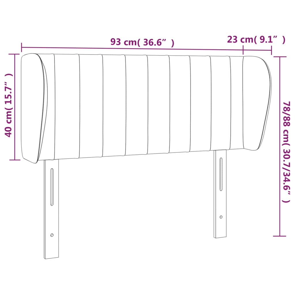 Hoofdbord met randen 93x23x78/88 cm fluweel lichtgrijs Hoofdborden en voetborden | Creëer jouw Trendy Thuis | Gratis bezorgd & Retour | Trendy.nl