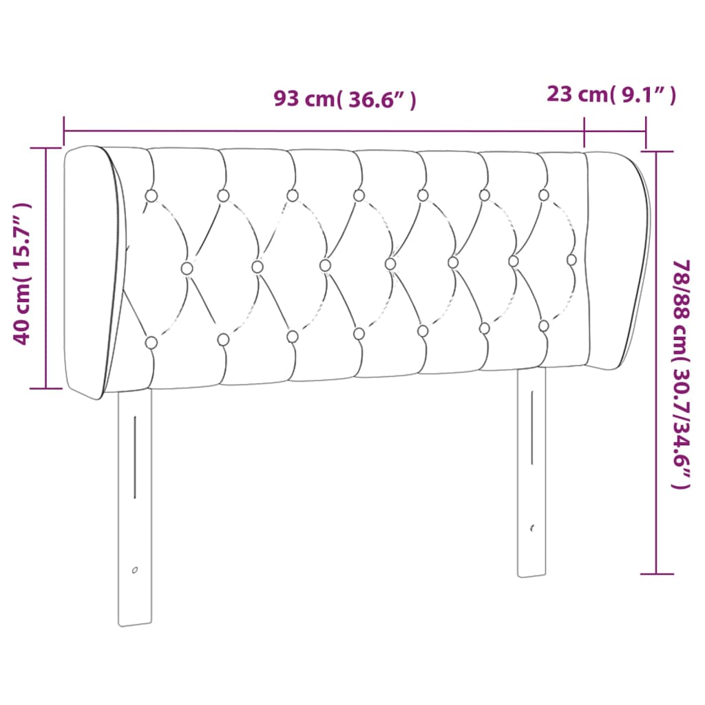 Hoofdbord met randen 93x23x78/88 cm stof crèmekleurig Hoofdborden en voetborden | Creëer jouw Trendy Thuis | Gratis bezorgd & Retour | Trendy.nl