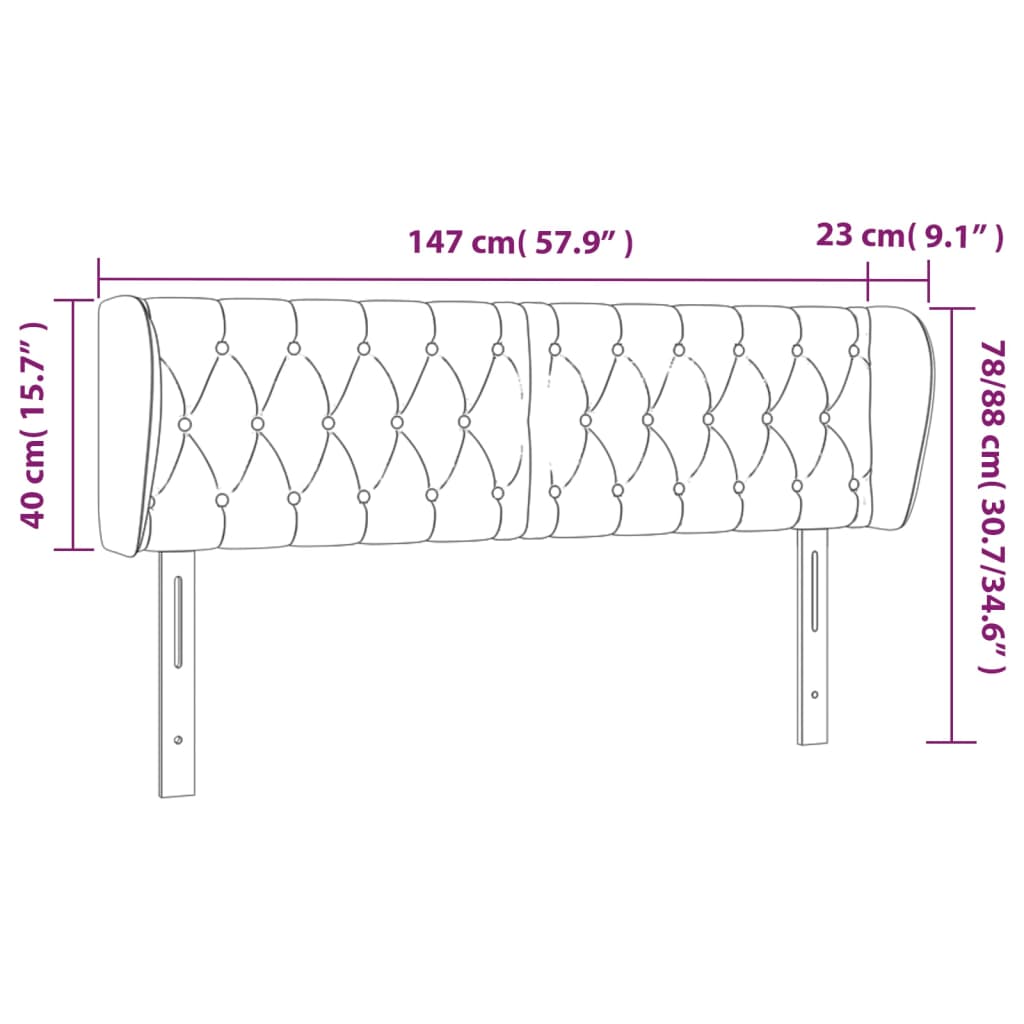 Hoofdbord met randen 147x23x78/88 cm stof crèmekleurig Hoofdborden en voetborden | Creëer jouw Trendy Thuis | Gratis bezorgd & Retour | Trendy.nl