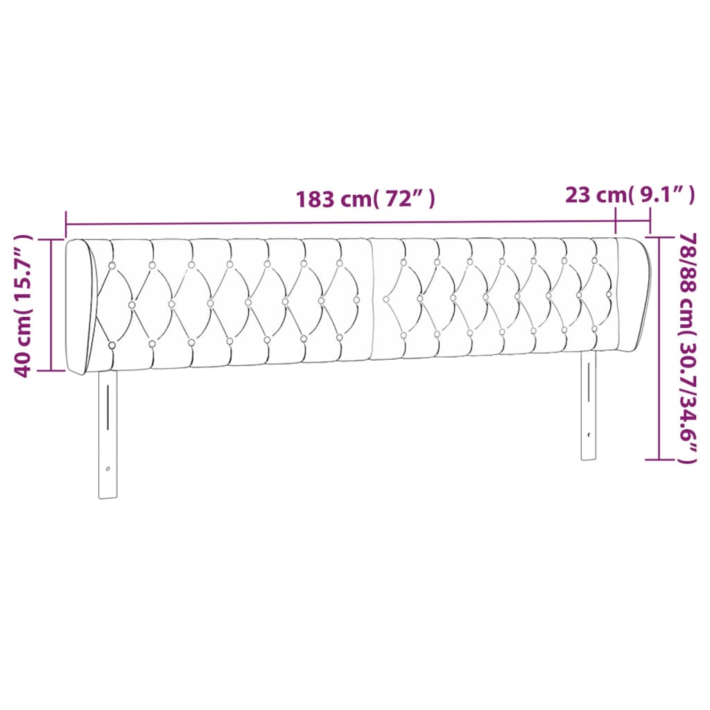 Hoofdbord met randen 183x23x78/88 cm stof donkerbruin Hoofdborden en voetborden | Creëer jouw Trendy Thuis | Gratis bezorgd & Retour | Trendy.nl