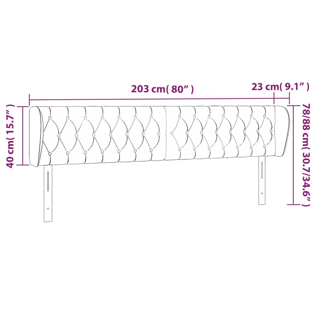 Hoofdbord met randen 203x23x78/88 cm stof donkerbruin Hoofdborden en voetborden | Creëer jouw Trendy Thuis | Gratis bezorgd & Retour | Trendy.nl